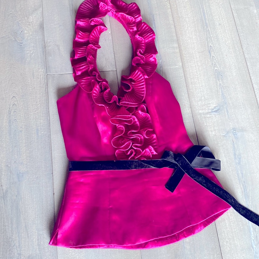 Hot Pink Satin Formal Halter